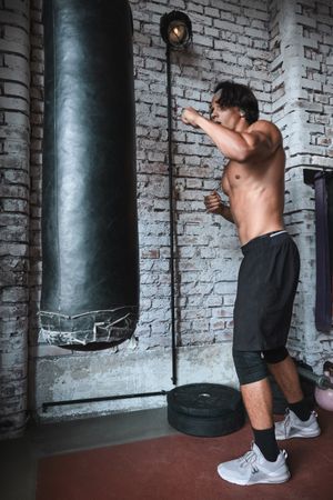 white guy boxing in gym