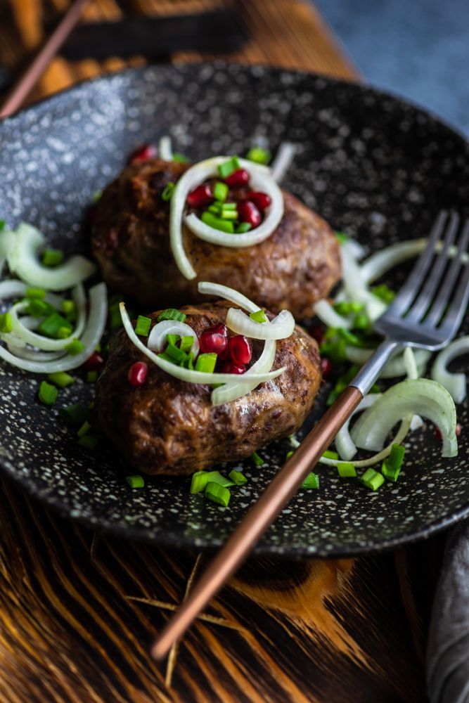 Plate of Georgian abkhazura cutlets on plate