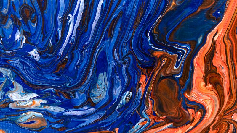 Blue Fluid Art, Abstract Acrylic