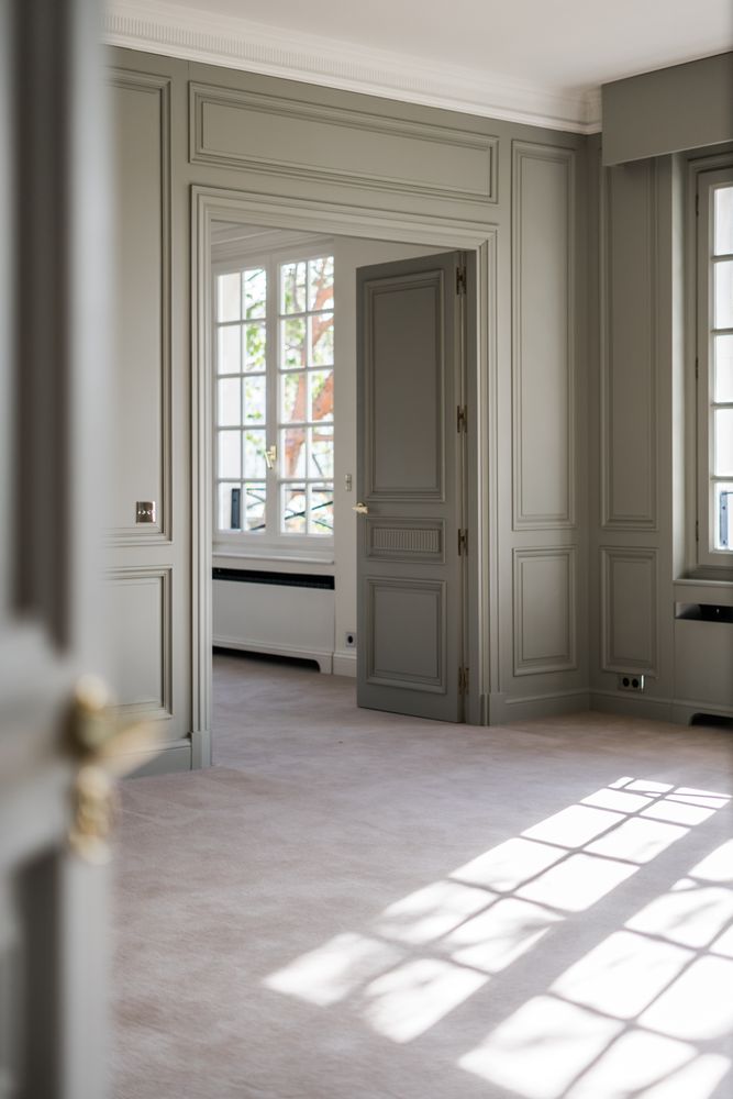 Modern door with stylish metal knob in flat