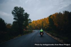 Motorcycle on mountainous road during fall 4dXQl4