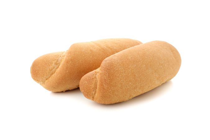 Hot dog buns isolated on light background