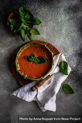 Traditional tomato soup with basil leaves 426oX3