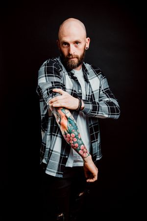 Young bald man