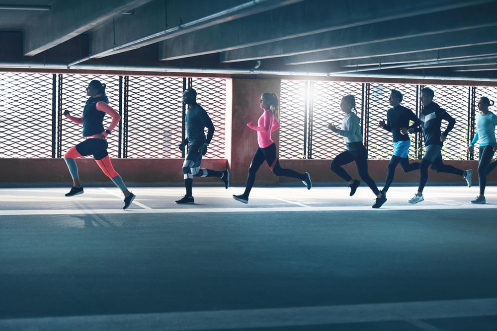 People working out going for group run