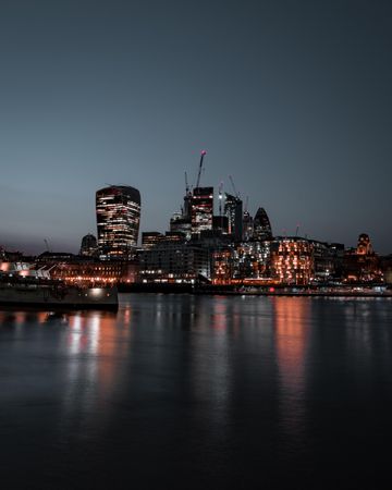 City skyline during night time in London, England, United Kingdom