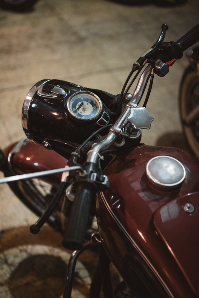 Retro motorcycles in garage