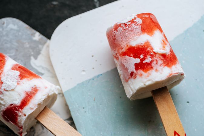 Watermelon and cream popsicles