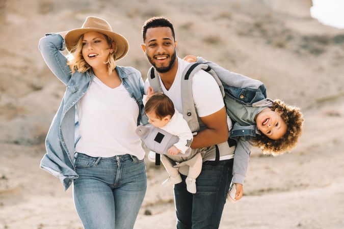Diverse family having fun on vacation
