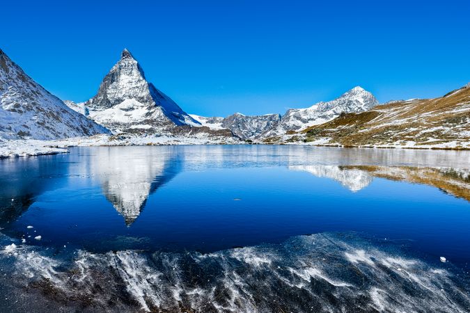 Matterhorn mountain in the Alps between Switzerland and France