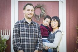 Biracial Family Having Fun Outside