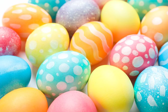 Decorative Easter eggs as background. Space for text