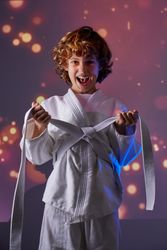 Martial boy in white kimono