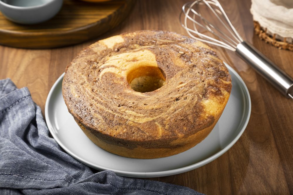 Homemade marble cake. Delicious marble cake with chocolate and vanilla.