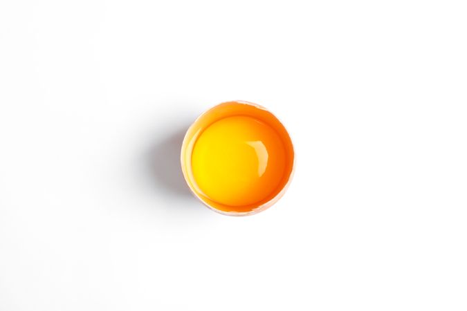 Egg yolk on light  background, space for text
