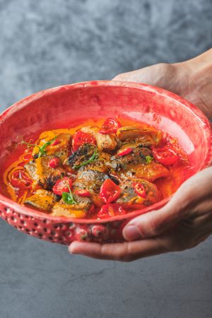 Eel in sauce with chili pepper