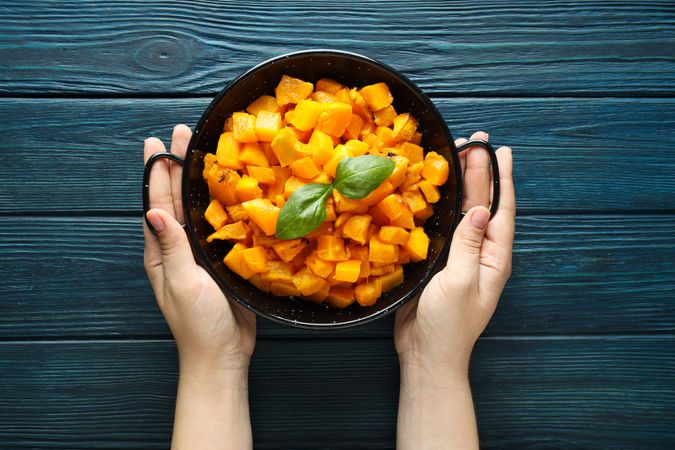 Concept of tasty homemade dish - baked pumpkin