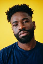 Close up picture of serious Black man