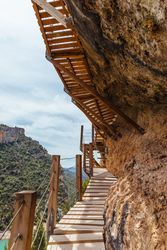 Footpath in the mountain making with wood