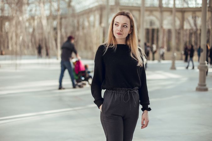 elegant woman walking in Crystal Palace