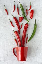 Fresh red and green and spicy chilli peppers