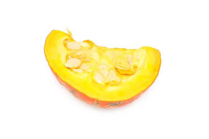 Concept of Autumn vibe food, Pumpkin, Pumpkin seeds, isolated on light background