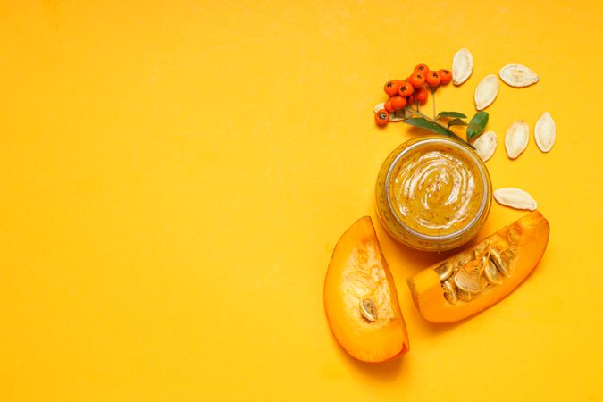 Skin care and face care concept - pumpkin cosmetic