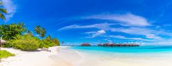 Panoramic wide shot of tropical beach