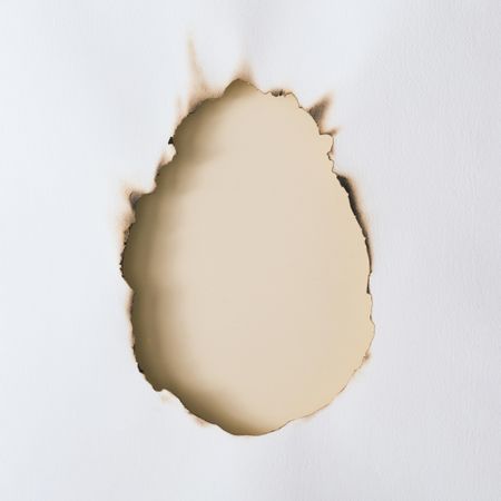 Canvas or paper burnt in egg shape