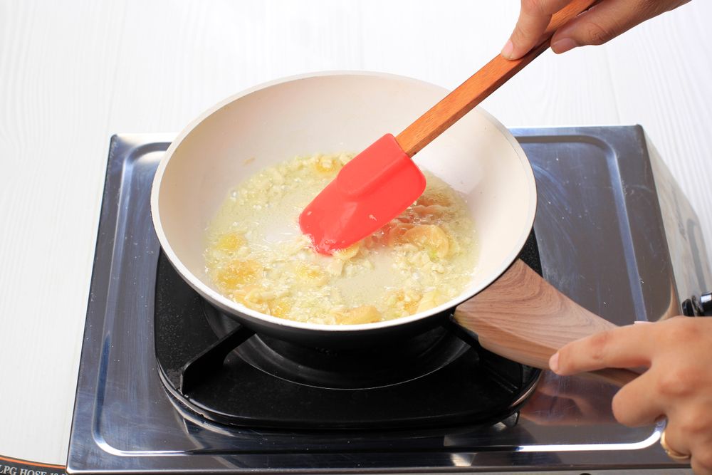 Cooking aromatics in pan