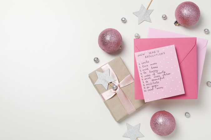 Concept of New Year Resolutions list, new year goals, space for text