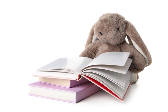 Concept of baby books or books for children, isolated on light background