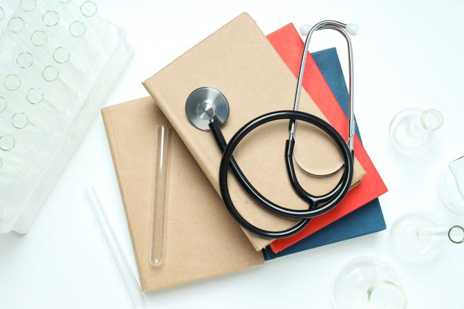 Concept of different professional books - medicine books