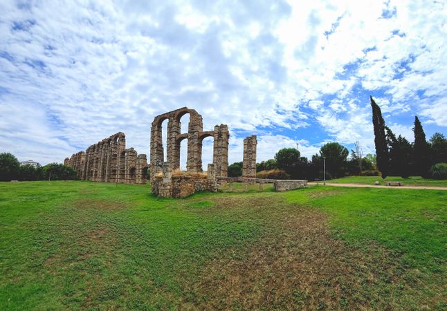 The Acueducto de los Milagros, Miraculous Aqueduct in Merida, Extremadura, Spain