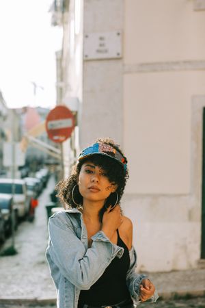 Black female in city street