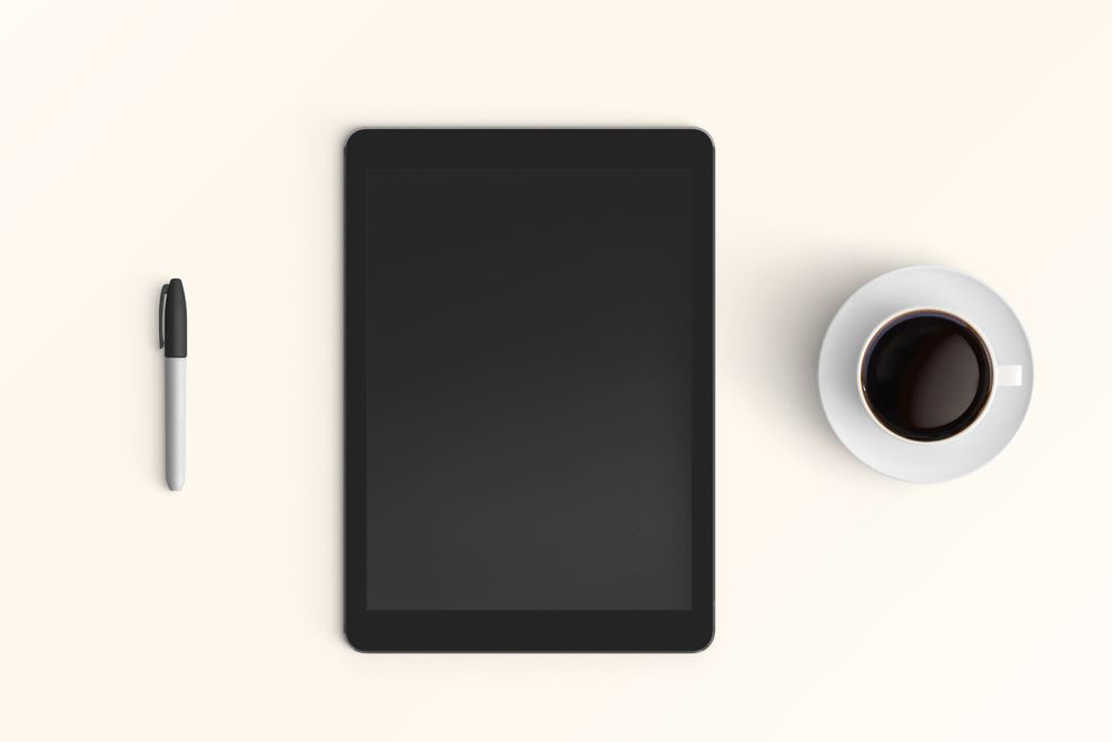 Modern workspace with  copy space on color background