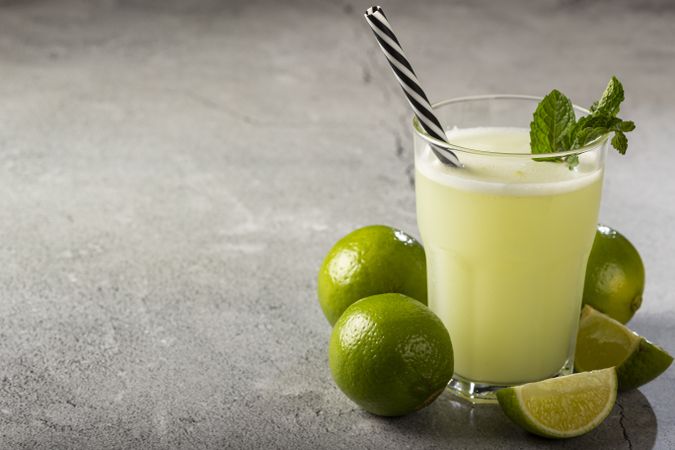 Refreshing lemonade with mint. Lemonade, summer drink.