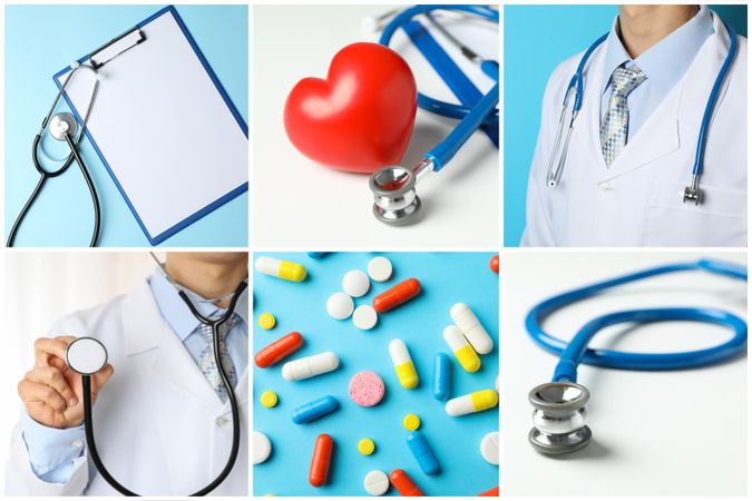 Doctor. Medicine. Collage with different medicine photos