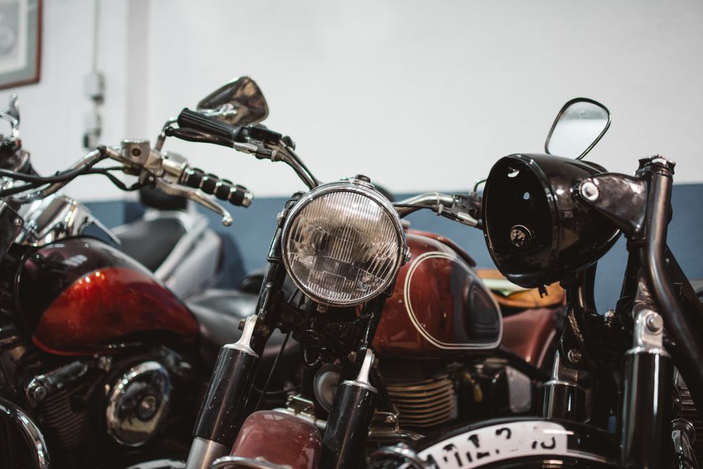 Retro motorcycles in garage
