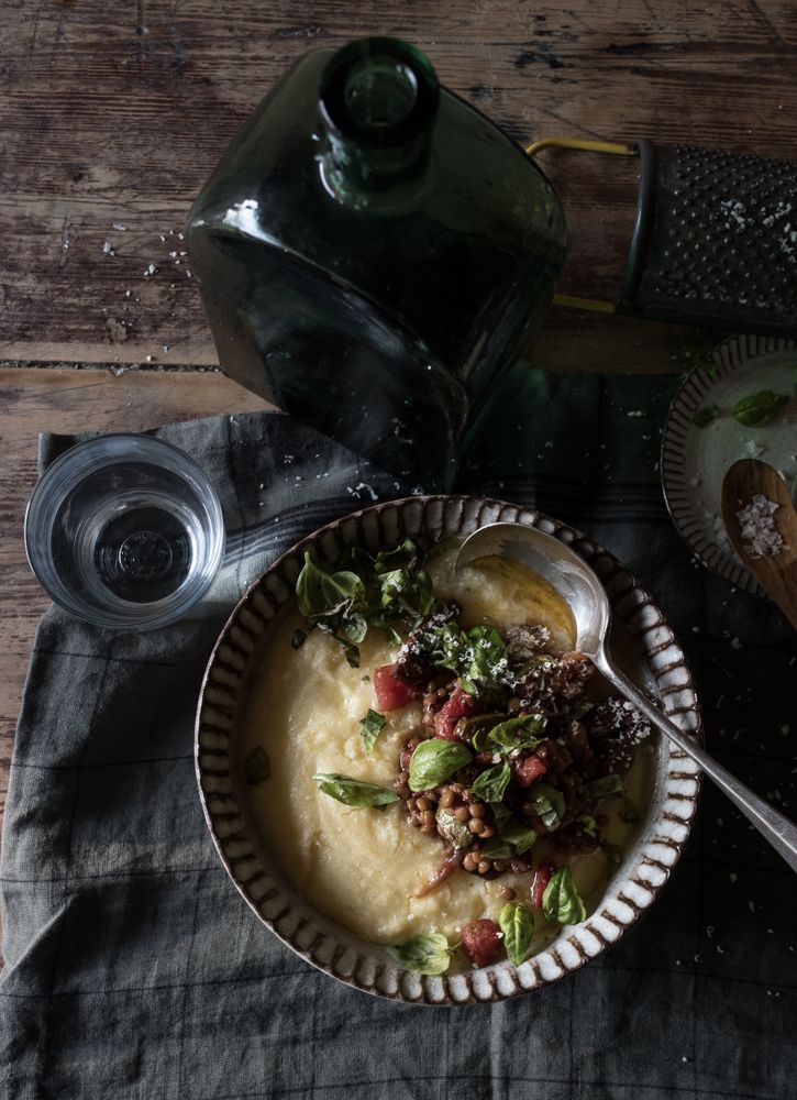 Polenta with vegetarian ragut