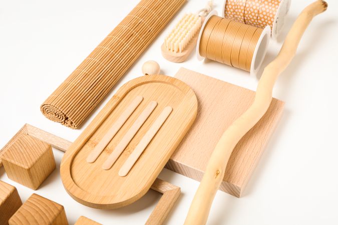 Flat lay of creative moodboard composition, concept of moodboard