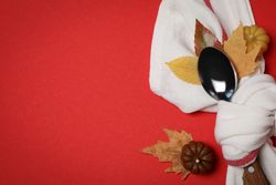 Concept of Thanksgiving day, Autumn table setting, space for text