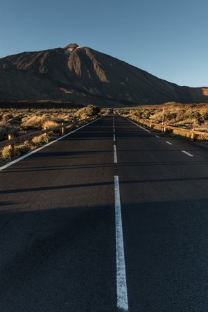 Road in desert to hills