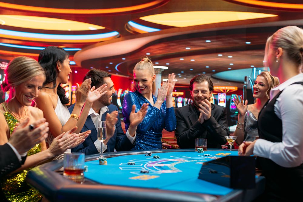 Wealthy Patrons Having Good time Luxury Evening on Casino Floor, Betting, Sociolizing.