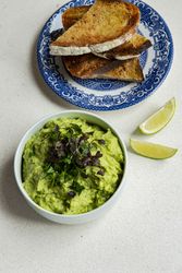 Guacamole and sourdough bread to view