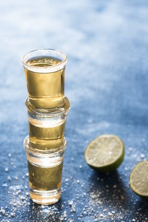 Traditional shots of tequila