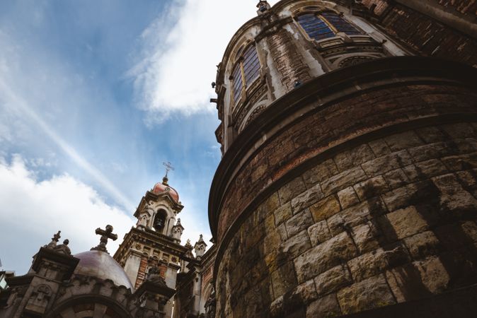 Old tower of cathedral and blue sky