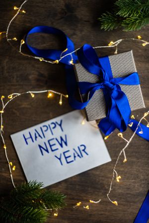 Christmas gift concept with happy new year card