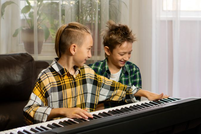 Brothers Enjoying Piano Time