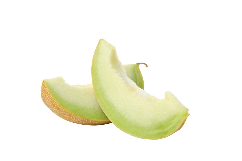 A slice of fresh melon, isolated on plain background